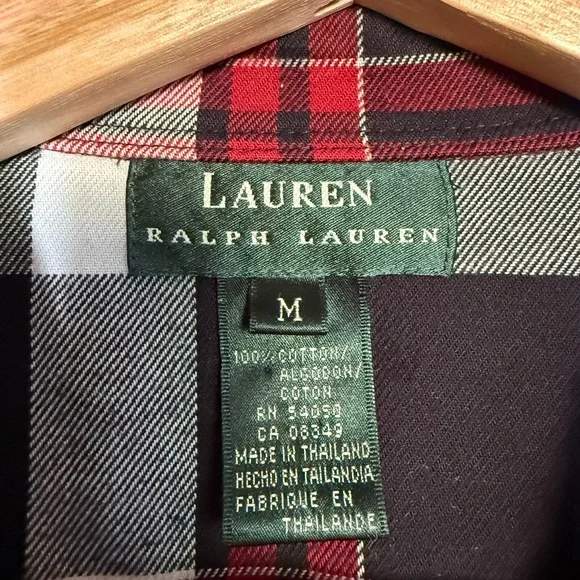 Lauren Ralph Lauren Red Black Checkered Button Down Country Shirt Preppy Holiday - Picture 6 of 8